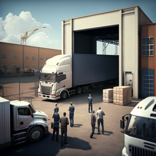 Camión descargando importaciones en una empresa